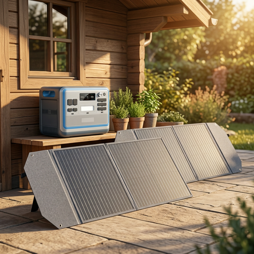 2048Wh bundle garden cabin scene